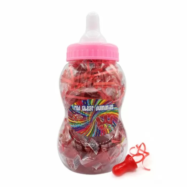 40 x Mini Red Candy Dummies Lollies Kandy Kandy 23g In Pink Baby Bottle Jar
